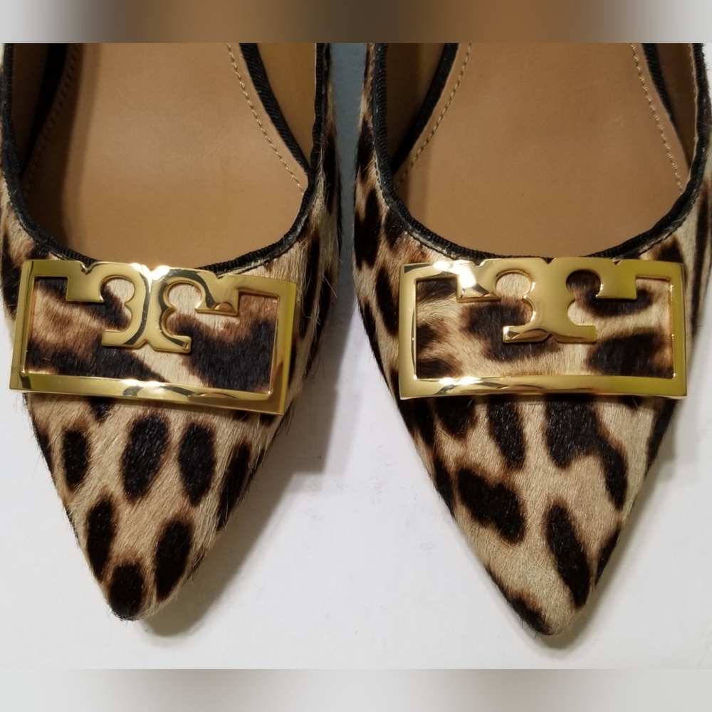NWOB Tory Burch Gigi Calf-Hair Leopard Wedge Pumps Size 9 $348 - Picture 15 of 16